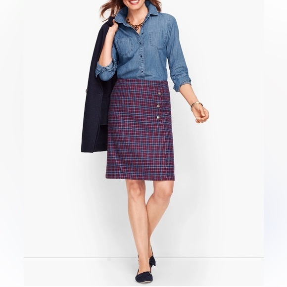 Talbots plaid wool blend a line skirt NWOT size 2 - Picture 5 of 8